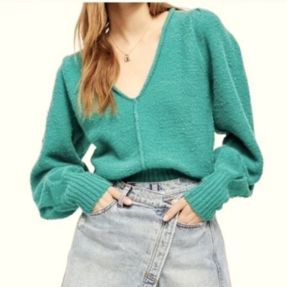 teal Free People reverie sweater